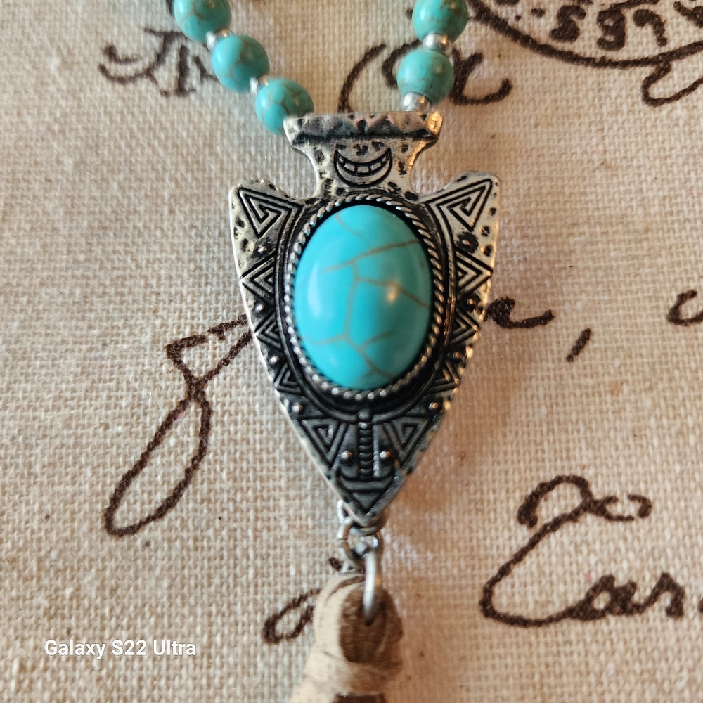 Leather / Turquoise  necklace
